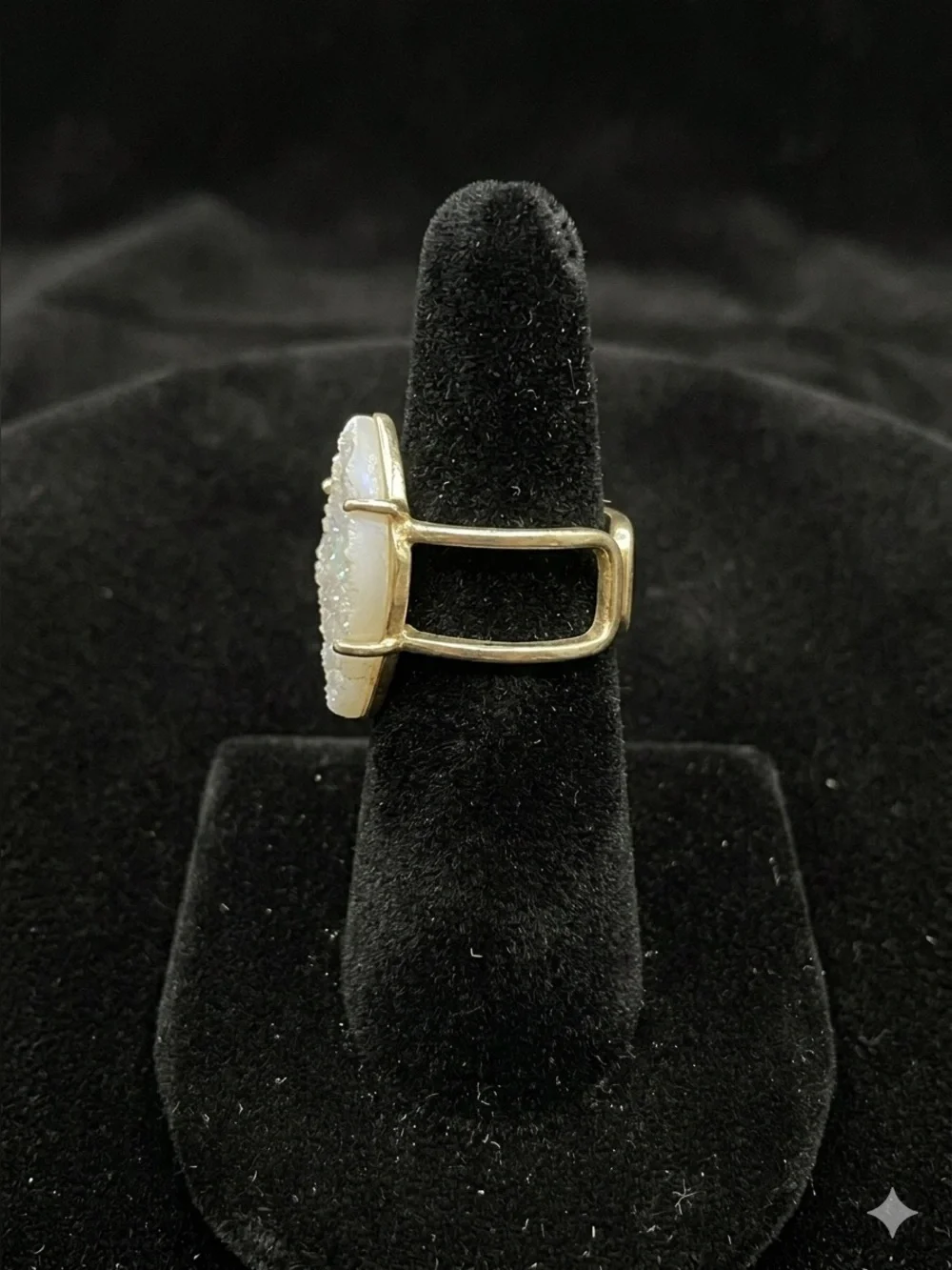 Kendra Scott Iridescent Druzy Double Band Ring - White Iridescent Sz 4.5. 1315